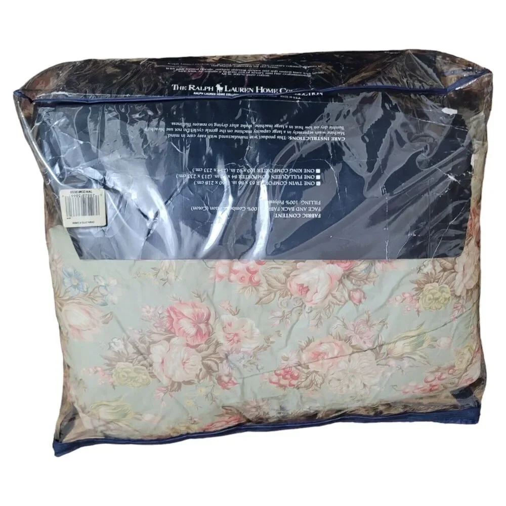 Ralph Lauren Twin Comforter Bedding Charlotte Sage Green Floral Flowers VTG RARE